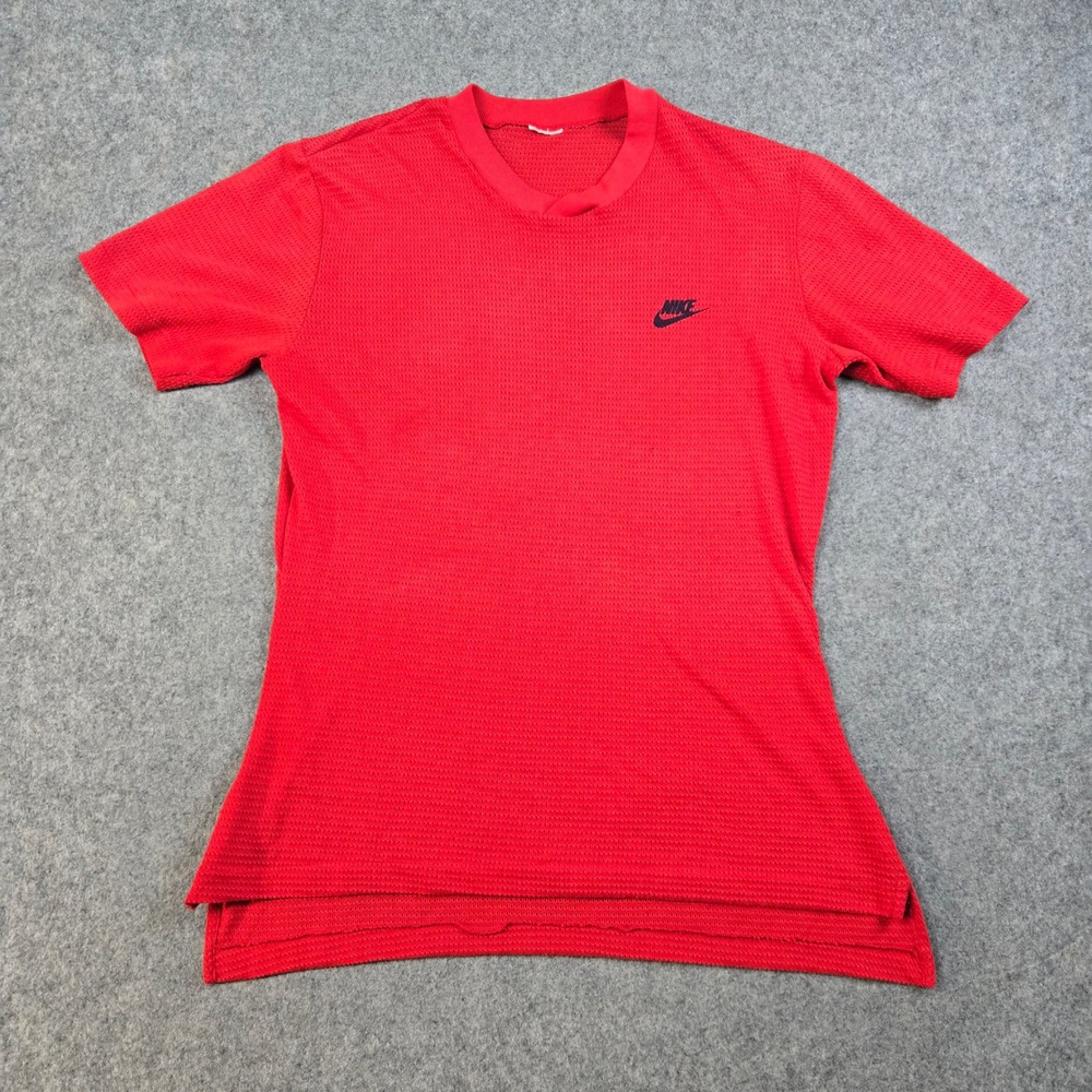 Vintage Nike Mesh Jersey Shirt Mens Medium Red Swoosh Logo Split Hem Athletic